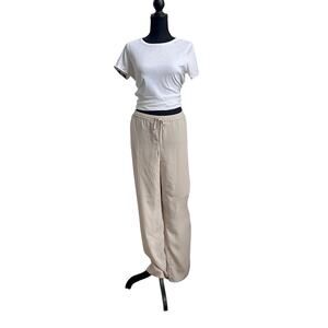 H&M Neutral Wide-Leg Lounge Pants | Minimalist Chic | Size Large